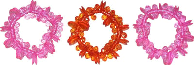 Armbanden bolletjes&rondjes roze-rood-roze set van 3 stuks.