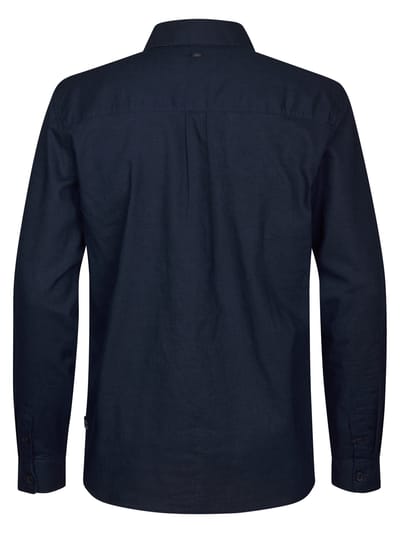 Petrol Industries - Heren Effen linnenmix overhemd Canyonero - Blauw - Maat S