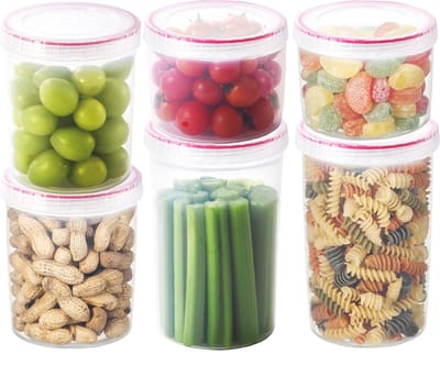 Lock&Lock Voorraadbussen set - Voorraadpotten - Voorraaddozen - Bewaardozen voedsel - Vershoudbakjes set met deksel - Luchtdicht - BPA vrij - PFAS vrij - Rond - Set van 6 stuks - LocknLock