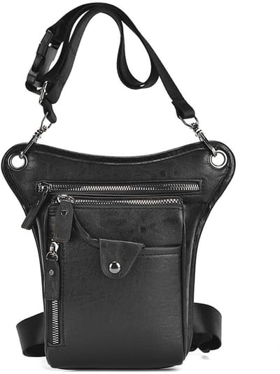 Duurzame leren beentas voor dames en heren - multifunctioneel en stylish-Zwart
