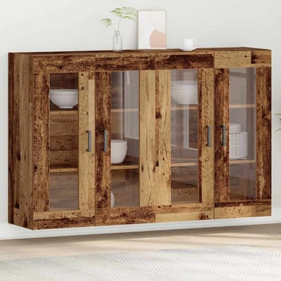 vidaXL - Wandkasten - 2 - st - Oud - Hout - 69,5 - x - 34 - x - 90 - cm - Bewerkt - hout