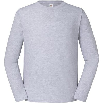 Fruit of the Loom Heren Iconic 195 Premium Ringspun Cotton T-shirt met lange mouwen (Heide Grijs)