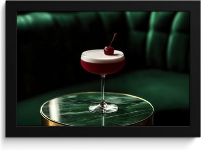 Fotolijst inclusief poster - Posterlijst 30x20 cm - Posters - Kers - Cocktail - Rood - Marmer - Foto in lijst - Keuken decoratie muur - Wanddecoratie accessoires - Muurdecoratie - Schilderijen