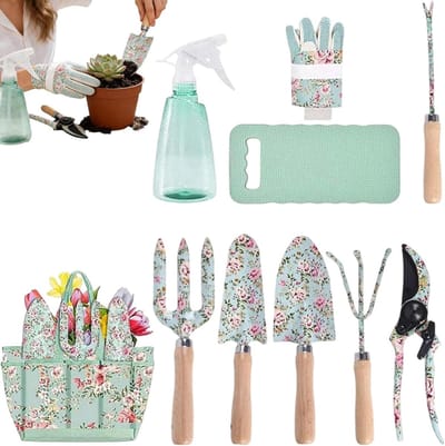 Tuin Gereedschap Set - Handgereedschap Tuin - Planten Verzorgen - Elegant Rozenontwerp - 36 x 18 x 10.5 cm