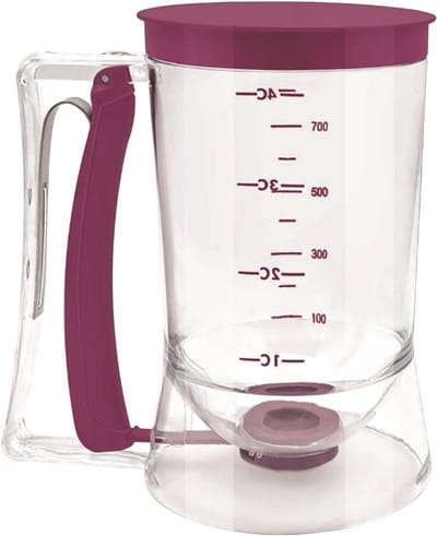 Pannenkoekbeslag Dispenser - Beslagfles Knijpdispenser - Bakken van lekkernijen - Nauwkeurige dosering - 18.5 cm Hoog - Paars
