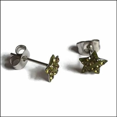 Aramat Jewels | Oorbellen | Stalen Sterren Oorbellen | Olijf Groen | | | | Kinderen, Volwassenen | Verkleurd niet