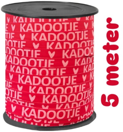 5m Sierlint rood / roze met roze tekst Kadootje - niet op spoel geleverd