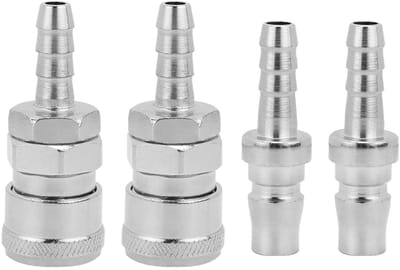 Dailygoods- Slangkoppeling 2 Stuks - Mannelijk/Vrouwelijk 8 mm - Verchroomd Ijzer - Universeel - Luchtdicht - Hoge Temperatuurbestendigheid - Gassnelkoppeling