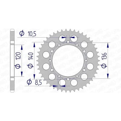 Couronne moto alu Afam 520 42T