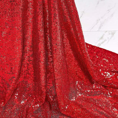 Effen Kleur 3mm Gecodeerde Paillettenstof DIY Kussensloop Jurk Kleding Bruiloft Verjaardag Huisdecoratie Mesh Stof Tafelkleed Decor 130x100cm rood