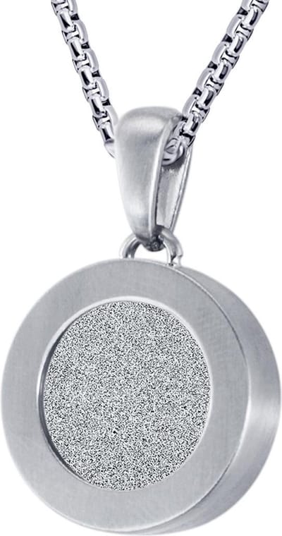 Quiges 12mm Mini Munt Hanger Zilverkleurig RVS Mat met Glitter Zilver Munt en Box Ketting Ankerketting 42-46cm