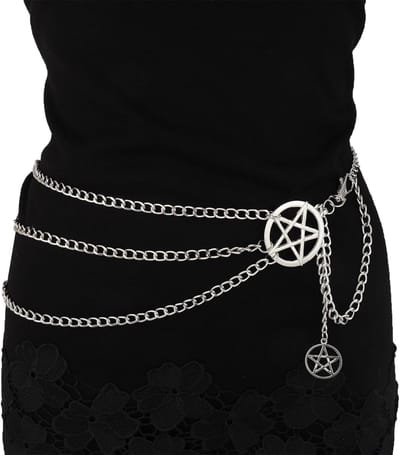 Stijlvolle retro multi-layer heupketting voor dames, verstelbare boho zilveren maanriem, Y2K buikketting, trendy accessoires voor elke gelegenheid