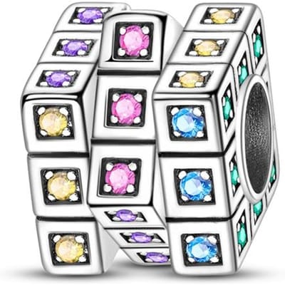 Past op Charm Origineel 3 mm Armbanden Kettingen Dames Verplaatsbare Speelgoed Kubus Charms Koperen Charm Kralen Doe-het-zelf Mooie Sieraden Cadeau gray