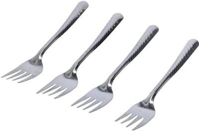 Gebaksvork - 4x stuks - zilver - streep - 18 cm - gebak/cake vork - vaatwasser bestendig
