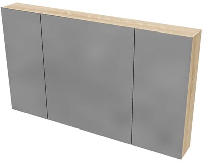 HAYAT spiegelkast – 3 asymmetrische enkelzijdige spiegeldeuren – 120x70x15 cm – Eik