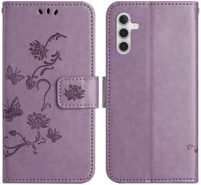 Coverup Hoesje - Geschikt voor Samsung Galaxy A37 / A36 Hoesje - Coverup Bloemen & Vlinders Book Case - Lila