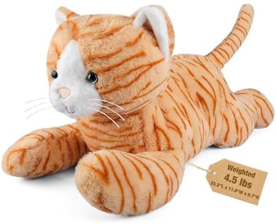 Zyrex® Verzwaaringsknuffel - Verzwaarde Knuffel - Spanningskuffel - 2 kg - Tijger - Oranje - ‎25cm x 13cm x 69cm