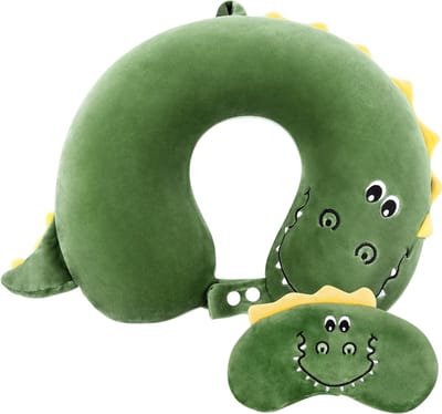 Verwijderbare Reiskussen met Geheugenfoam voor Kinderen en Volwassenen, U-vormig Kussen met Oogmasker voor Thuis en Op Reis, Ideaal voor Comfort en Ondersteuning