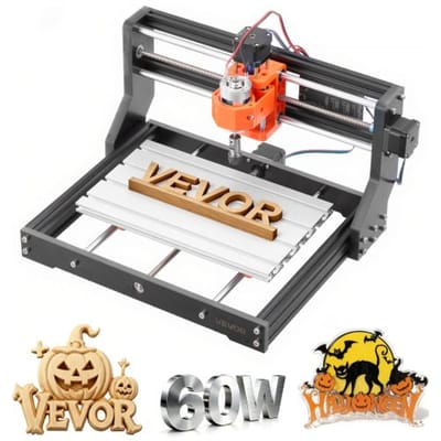 VEVOR 3018 CNC-freesmachine, 60W spindel, 3-assige graveermachine, werkgebied van 300x180x40 mm, behuizing van aluminiumlegering, voor het graveren en snijden van hout en acryl.