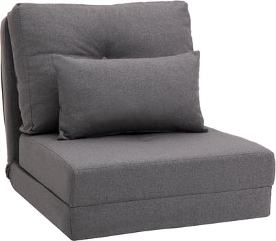 Vloerstoel - 2-in-1 Opklapbed - Verstelbare Rugleuning - Linnen - Woonkamer & Slaapkamer - 60x80x56 cm