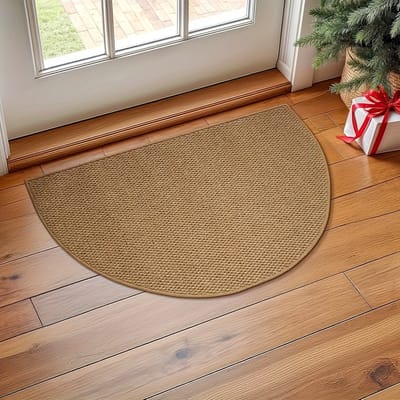 Deurmat - Halfronde stofwerende mat - Vloermat - Halfrond - Geschikt voor binnen en buiten - Antislip - Wasbaar - 50x80 cm - Bruin