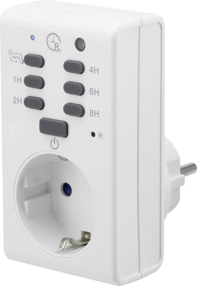 Renkforce 1289333 Stekkerdoos-timer Analoog Dagprogramma 1800 W IP20 Schemerfunctie, Countdown-functie