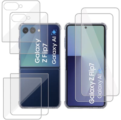 TechNow Hoesje + 2x Screenprotector geschikt voor Samsung Galaxy Z Flip 7 Hoesje Screenprotector - Extreme Shock Case Transparant