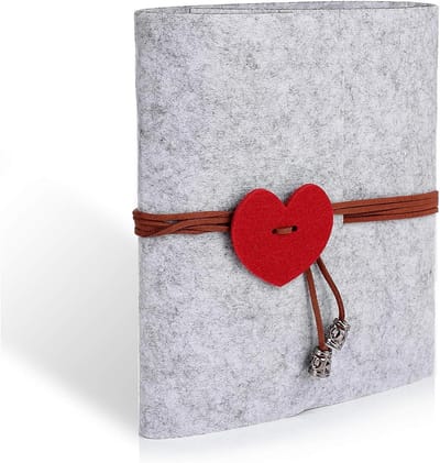 Vulbaar Fotoalbum met Vilt Hart, Zelfklevend Scrapbook voor Familieherinneringen, Verjaardagscadeau, Huwelijk, 60 Pagina's, Creatief DIY Album