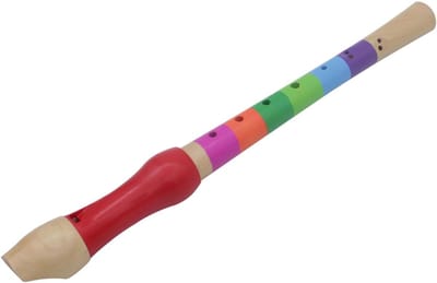 Houten Blokfluit - Muziek Speelgoed - Vroege Muziekeducatie - Gladde Randen Veilig - 32.5 cm Lengte - Meerkleurig Verkrijgbaar