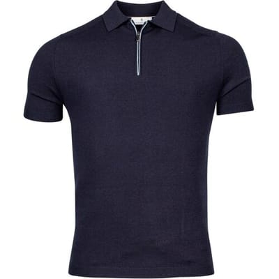 Thomas Maine Pullover Polo Half Zip Short Sleeve Single & Rib Knit Navy / male