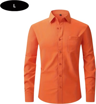Bovista Overhemd Heren - Volwassenen - Lange Mouwen - Strijkvrij - Lange Mouw - Oranje - Maat L