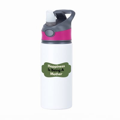 Hacebo® - happiness is being a mother waterfles met rietje roze - Moeder - de liefste moeder - Moeder cadeautjes - moederdag - verjaardag - geschenk - kado - water fles - 650ML