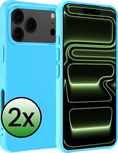Hoesje 2 Stuks - Geschikt voor Apple iPhone 17 Pro Max / 18 Pro Max - Sterk & Shockproof - Case Siliconen - Back Cover - Telefoon Hoes - Lichtblauw