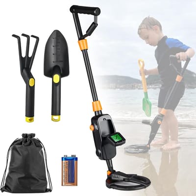 Metaaldetector voor Kinderen met Kleurrijk LCD Scherm, Verstelbare Steel en Waterdichte Zoekspoel voor Beginners en Avonturiers