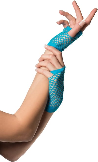 Partychimp Voordeelverpakking 6 pack Nethandschoenen Vingerloos Dames Turquoise One-size – 6 pack