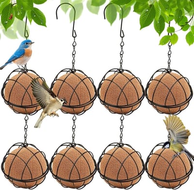 Dailygoods - 8 stuks beitelbollenhouder, vogelvoederstation, mezenbollenhouder om op te hangen, metalen vogelvoederdispenser, voederstation vogels voor wilde vogels, tuin, balkon