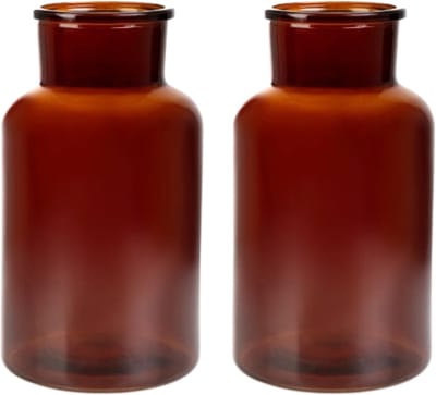 Homla - Tenno Bloemenvaas - Set van 2 - Decoratieve Vaas - Modern Design - Groot Glazen Vaas voor Droogbloemen & Boeket- Scandinavisch Interieur - Stijlvolle Woonaccessoire - Ø14.5 x 25.5 cm - Bruin