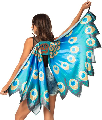 Boland - Vleugels Pauw Blauw - Volwassenen - Unisex - Fee - Fantasy - Fee - Festival