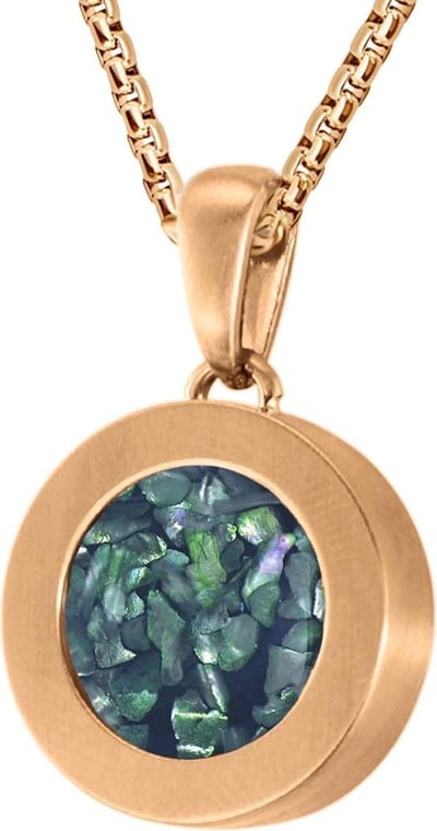 Quiges 12mm Mini Munt Hanger Rosékleurig RVS Mat met Schelp Donkerblauwe Vlokjes Munt en Box Ketting Ankerketting 42-46cm