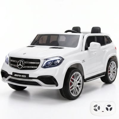 Mercedes-Benz GLS63 AMG 12V Elektrische Kinderauto 2-Zitter 2 tot 7 jaar – Officieel Gelicentieerd met 4 Motoren & Afstandsbediening – Tweepersoons Luxe SUV met Lederen Zitje, Bluetooth & EVA-Banden – Wit