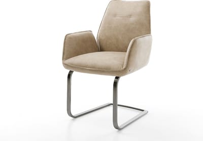 Sledestoel Zoa-Flex sledemodel vlak grafiet microvelours beige vintage pocketveer kern