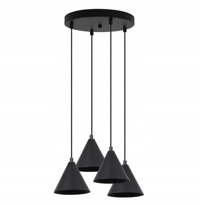 Moderne Zwarte Hanglamp SOHO Kegel 4 Lampenkap E14