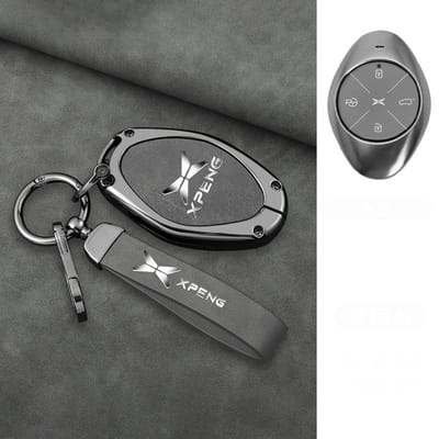 Coque de Protection Porte-Clés de Voiture en Alliage+Cuir Pour Xpeng Xiaopeng P7 P7I P5 G3 G3I G9 G6 22-23 Porte-Clés Intérieur Accessoires black