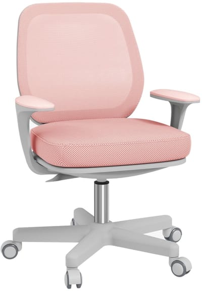 OKWISH Bureaustoel 55 X 48 X 82,5 94,5 Cm - Ergonomisch Met Ademend Net - Hoogte Verstelbaar En Draaibaar - Met Vergrendelbare Wielen - Polyester - Pink