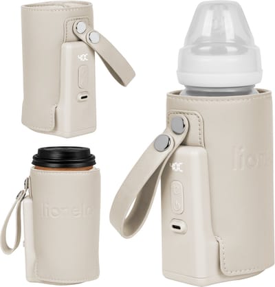 Lionelo Thermup Go Plus – Draadloze Flessenwarmer voor Onderweg – Ingebouwde 3000 mAh Batterij – Tot 8 Uur Gebruik – USB-C Oplaadbaar – 5 Temperatuurstanden – Geschikt voor Babyflessen 52–70 mm – LCD Display – BPA-vrij