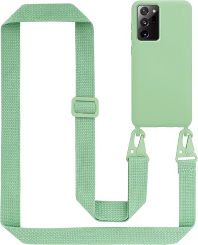 Cadorabo Mobiele telefoon ketting geschikt voor Samsung Galaxy NOTE 20 PLUS in LIQUID LICHT GROEN - Silicone beschermhoes met lengte verstelbare koord riem