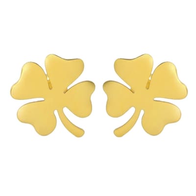 Fako Bijoux - Oorbellen - Steker - RVS - Stainless Steel - Klavertje Vier - Goudkleurig
