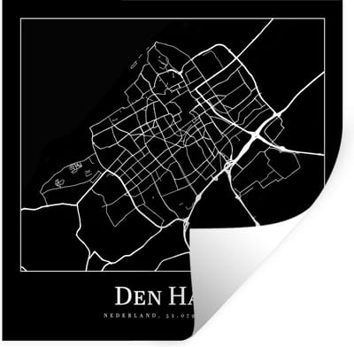 Muurstickers - Sticker Folie - Plattegrond - Den Haag - Kaart - Stadskaart - 100x100 cm - Plakfolie - Muurstickers Kinderkamer - Zelfklevend Behang XXL - Zelfklevend behangpapier - Stickerfolie