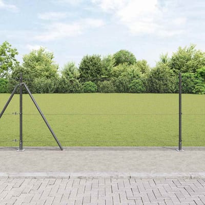 vidaXL - gelast - draadhek - met - betonnen - voetstuk - 10 - x - 0,8 - m - Grijs - Mesh