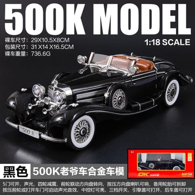 1:18 Mercedes Benz 500K Roadster Convertible de Luxe Voiture Ancienne Modèle Réduit en Alliage Métallique Moulé Sous Pression Voiture de Collection Hobby Ornement d'Exposition